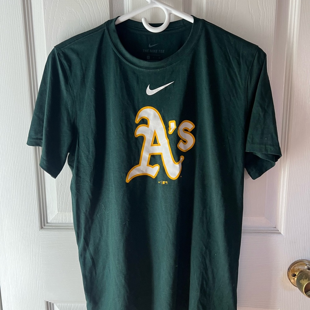 Nike Dark Green T-Shirt with Yellow A's Logo